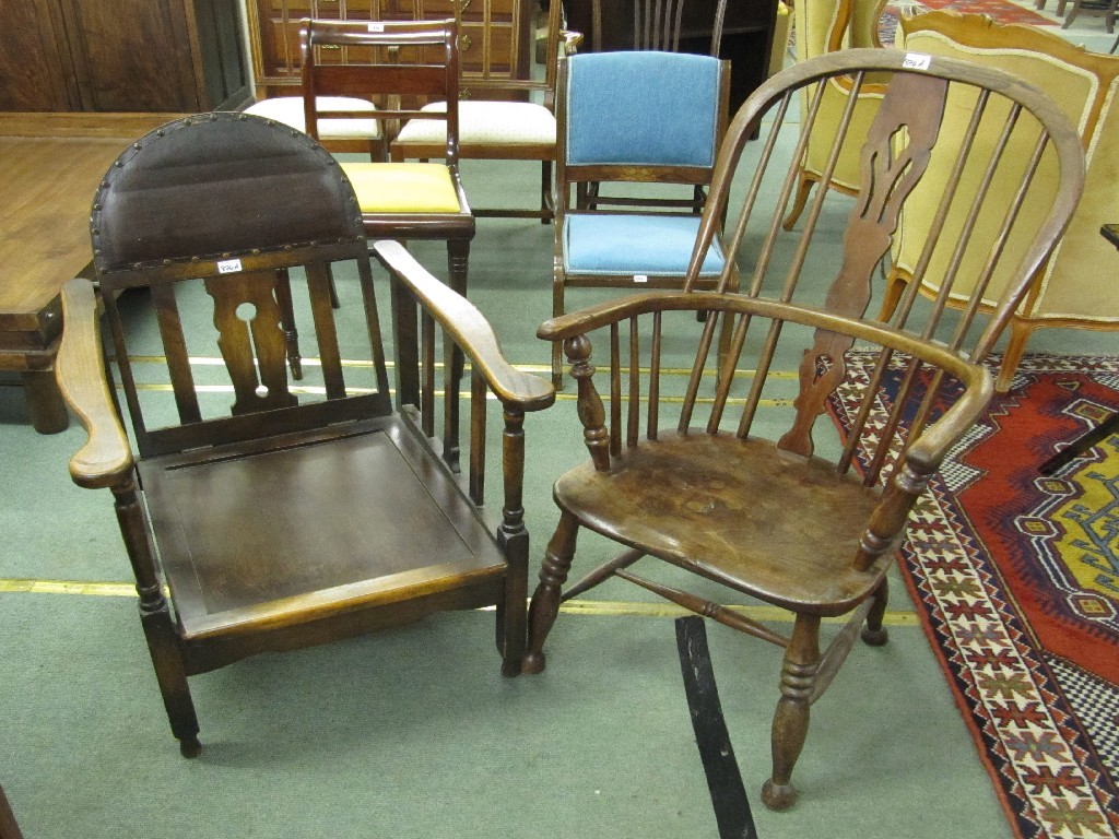 Appraisal: Ash Windsor armchair and a reclining armchair