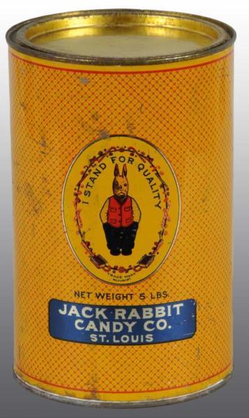 Appraisal: -Pound Jack Rabbit Candy Tin Description Yellow and red diamond