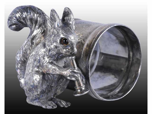 Appraisal: Squirrel with Glass Bead Eyes Figural Napkin Ring Description Squirrel