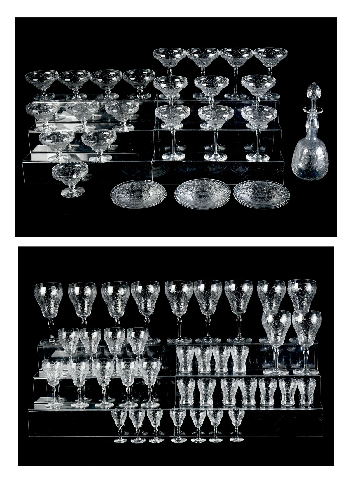 Appraisal: LIBBEY CUT CRYSTAL DECANTER STEMWARE PLATES Comprising - Stems glasses