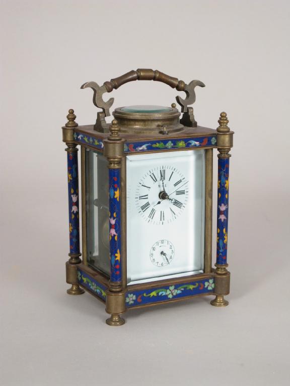 Appraisal: A brass and cloisonne Carriage Clock with white enamel dial