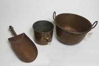 Appraisal: Pieces of Copperware Medium Pot Zinc Lined Candy Kettle H