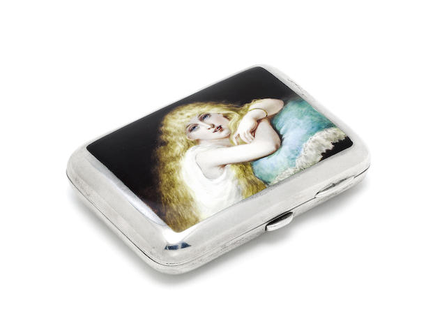 Appraisal: A Victorian silver and enamelled erotic cigarette case by J