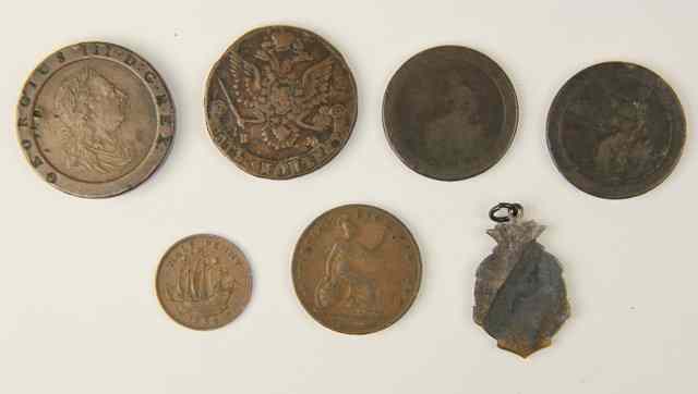 Appraisal: A 'cartwheel' twopence sundry coins and a watch fob