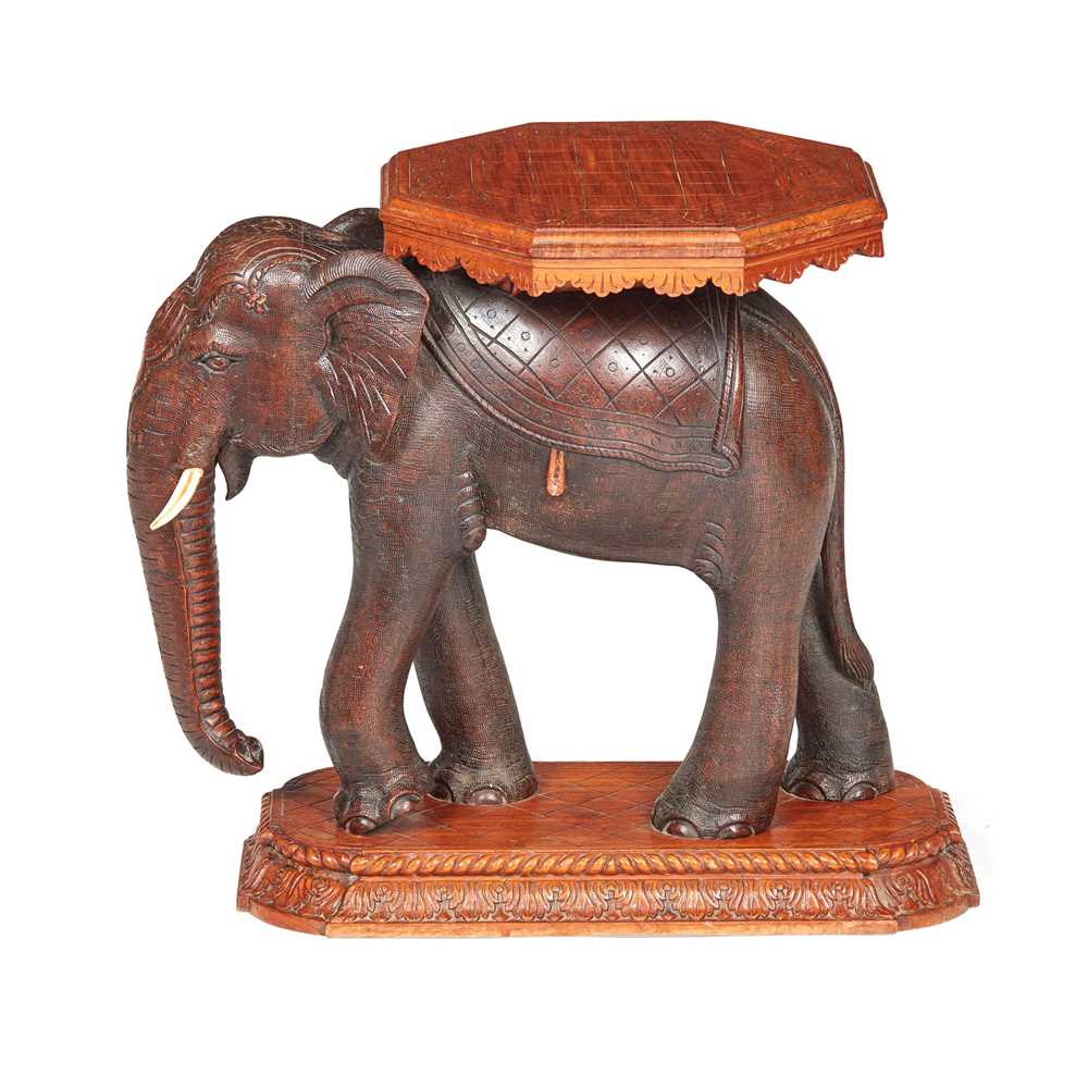 Appraisal: Y INDIAN CARVED HARDWOOD ELEPHANT STOOL TH CENTURY the octagonal