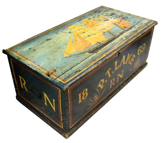 Appraisal: th C painted seaman's or captain's chest with old but