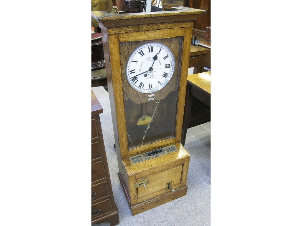 Appraisal: Oak cased time recording clock