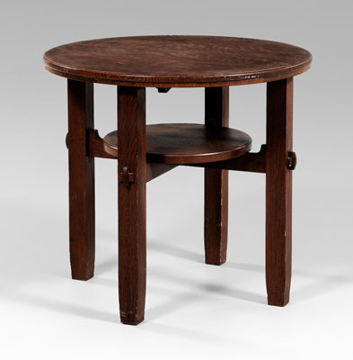 Appraisal: Arts and Crafts oak center table oak throughout circular top