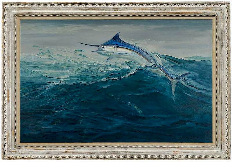 Appraisal: William Goadby Lawrence New York Maine - Marlin Breaching The