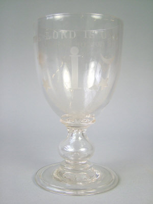 Appraisal: A glass goblet late th century the bowl engraved The