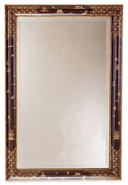 Appraisal: A Georgian style chinoiserie mirror Decorated with formal banding and