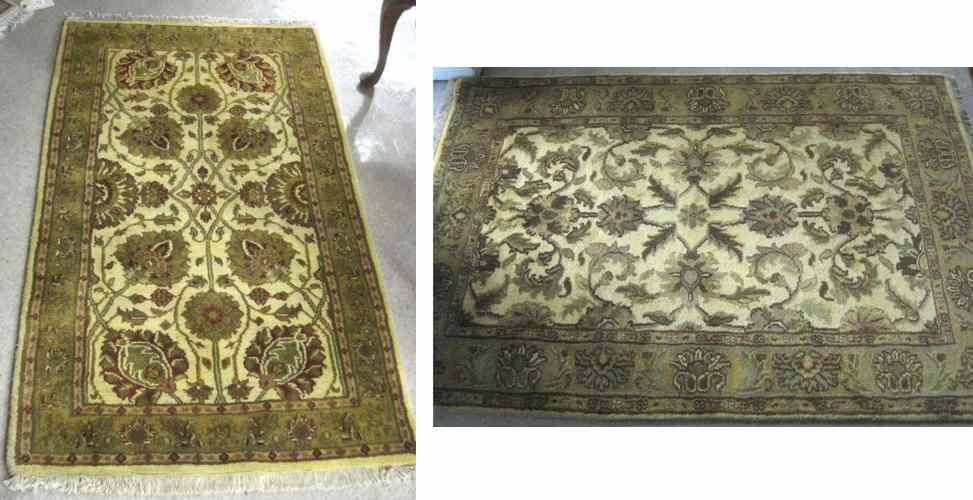 Appraisal: TWO HAND KNOTTED ORIENTAL AREA RUGS Indo-Persians similar colors and