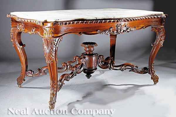 Appraisal: An American Rococo Carved Rosewood Center Table mid- th c