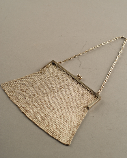 Appraisal: A Sterling Mesh Evening Bag unmarked monogrammed AL with sterling