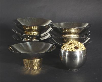 Appraisal: Seven Viners stainless steel footed bowls designed by Stuart Devlin