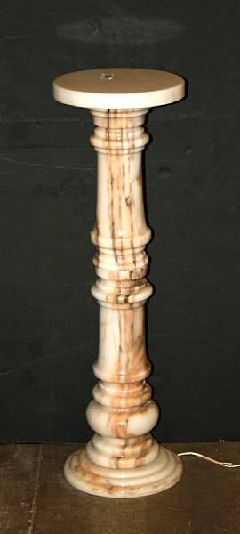 Appraisal: A pair of variegated white and apricot marble pedestals late