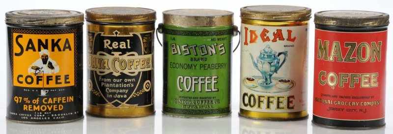 Appraisal: Lot of -Pound Coffee Tins Description Lot includes very graphic