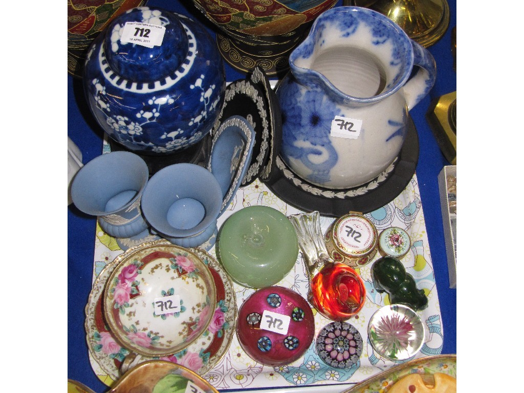 Appraisal: Tray lot of assorted ceramics and glass to include Wedgwood