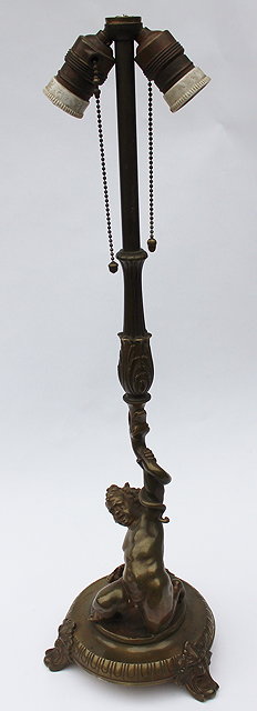 Appraisal: AN EARLY TH CENTURY BRONZED TABLE LAMP in the form