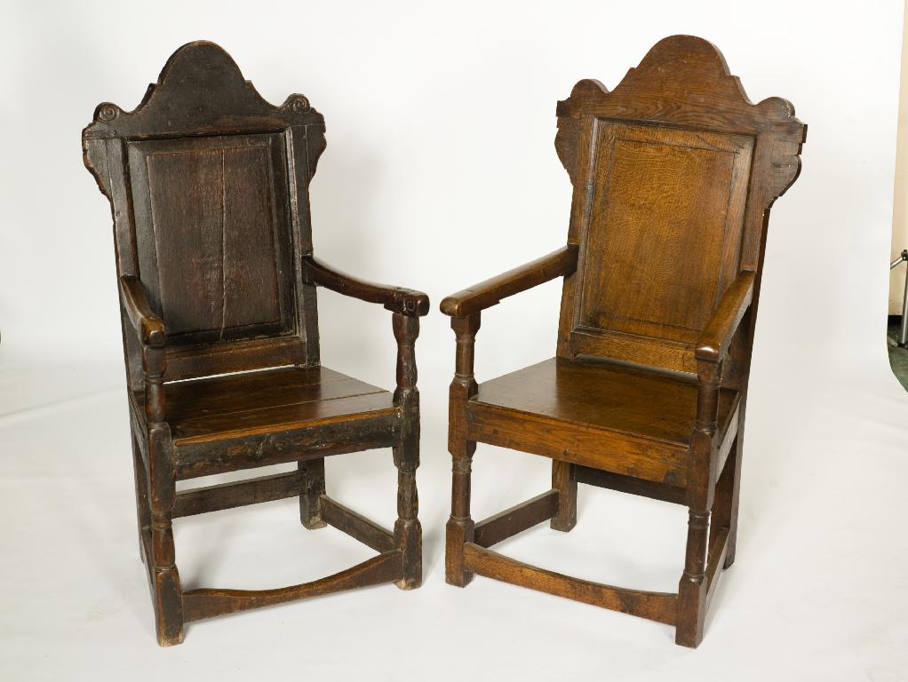 Appraisal: th CENTURY OAK ELBOW CHAIR TOGETHER WITH A MATCHING CHAIR