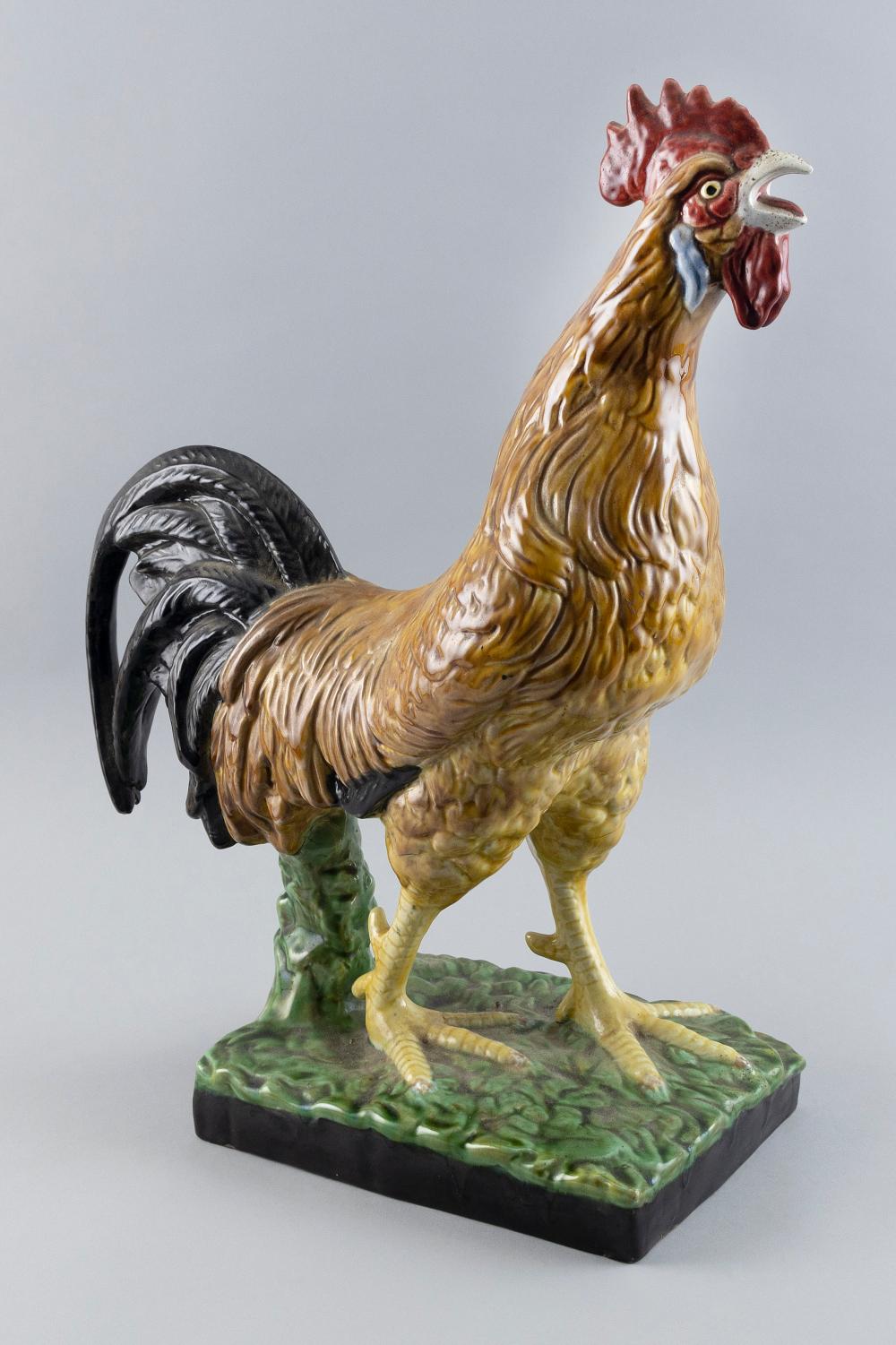 Appraisal: BORDALLO PINHEIRO MAJOLICA ROOSTER PORTUGAL TH CENTURY HEIGHT BORDALLO PINHEIRO