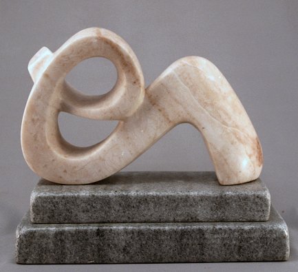 Appraisal: BIOMORPHIC PINK MARBLE SCULPTURE SIGNED R T MORGAN Affixed to