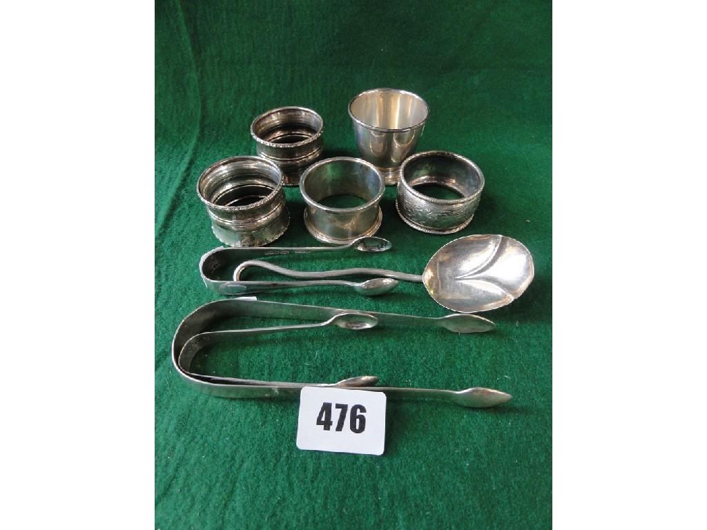 Appraisal: A small quantity of silver tableware consisting of three sugar