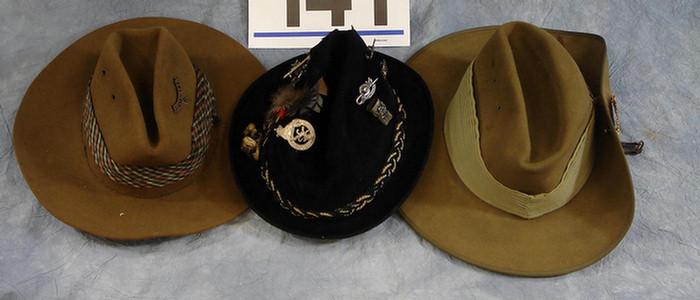 Appraisal: Two Australian Outback hats along with an Alpine hat filled