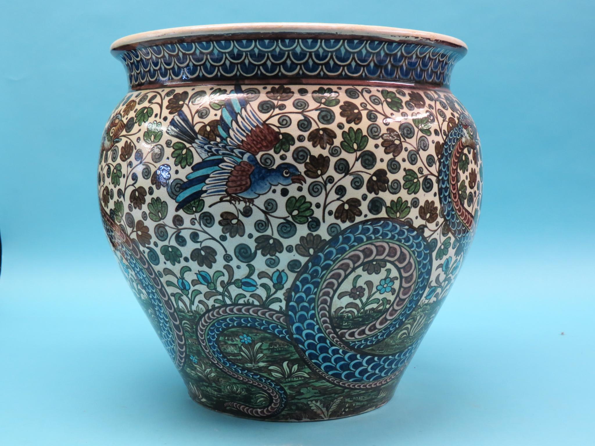 Appraisal: A large Bermantofts Faience Anglo-Persian jardiniere by Louis Kramer continuous