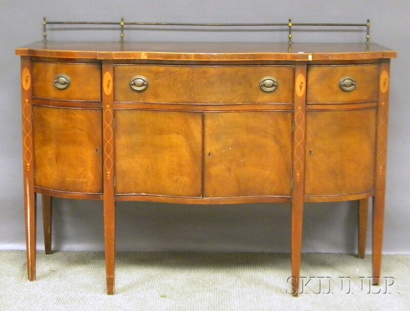 Appraisal: Wallace Nutting Federal-style Inlaid Mahogany and Mahogany Veneer Serpentine Sideboard