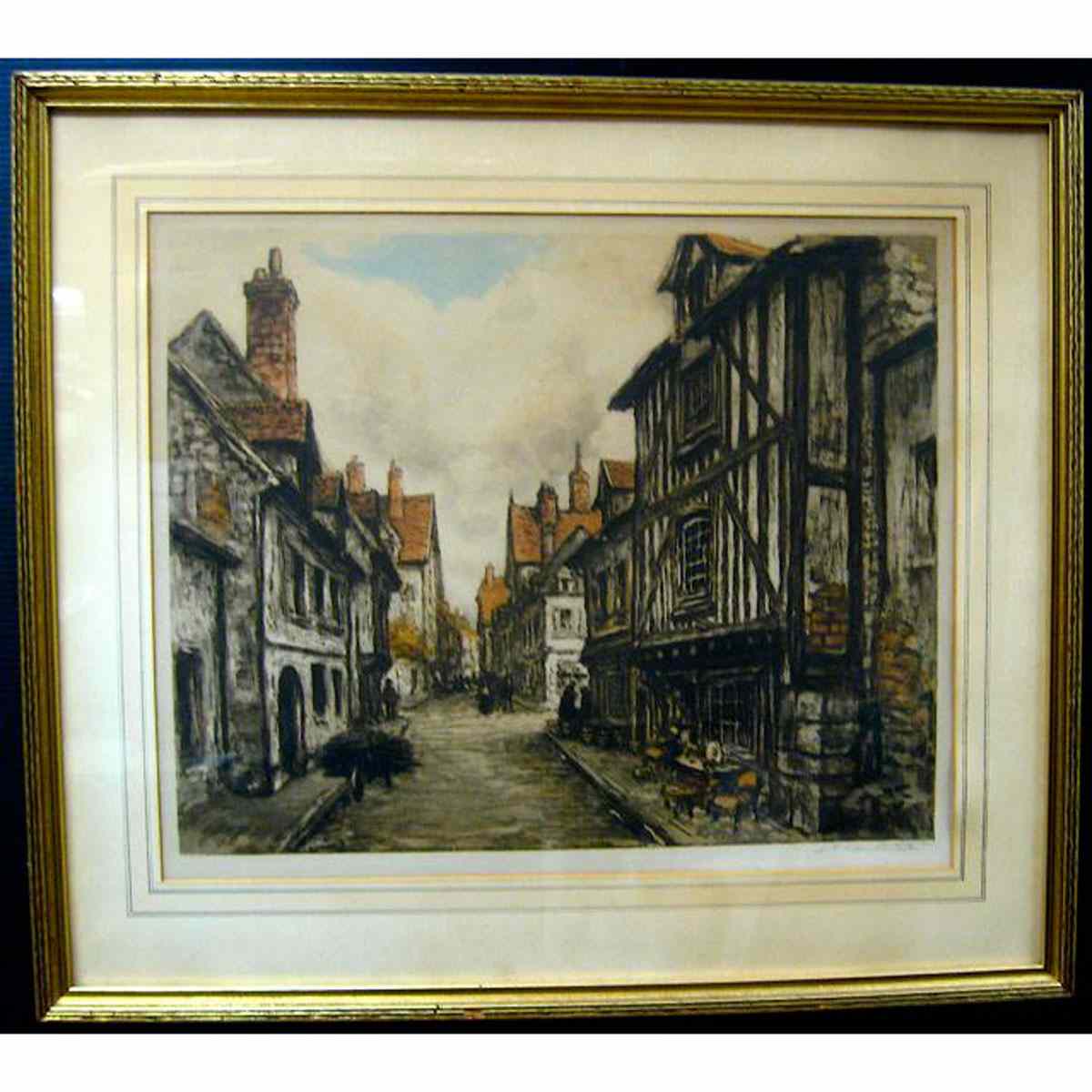 Appraisal: WILLIAM ADOLPHE LAMBRECHT BELGIUM - THE ANTIQUARY COLOUR ETCHING SIGNED