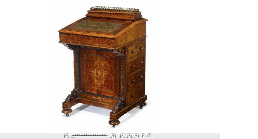 Appraisal: Victorian burl walnut inlaid davenportcirca