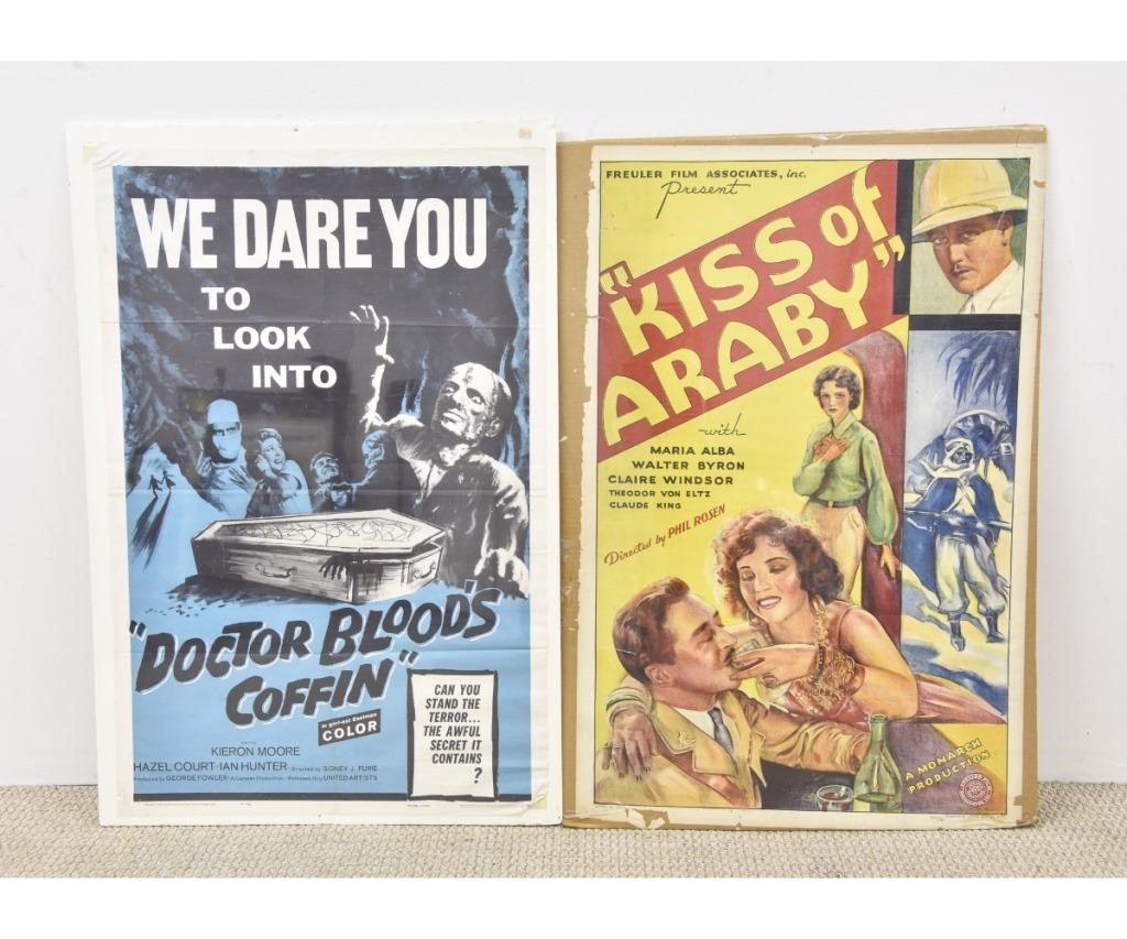 Appraisal: Two large movie posters Kiss of Araby and Dr Blood's