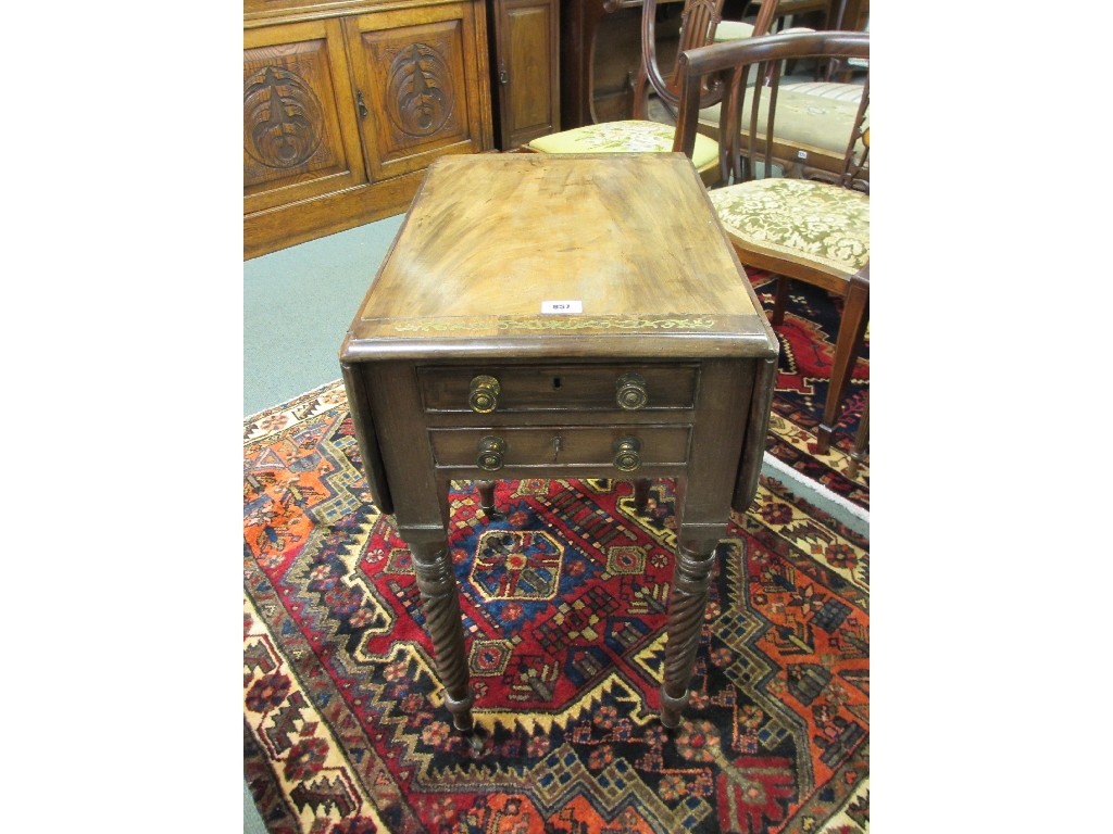 Appraisal: th century mahogany drop leaf table with drawers