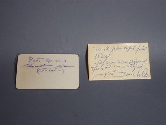 Appraisal: Signed and Inscribed cards by Freddie Green Josh White