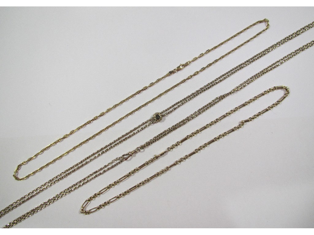 Appraisal: Lot comprising two ct gold neck chains and a yellow