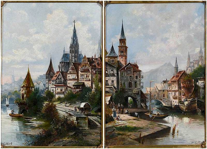 Appraisal: Karl Kaufmann German Austrian - A Pair Town River Views