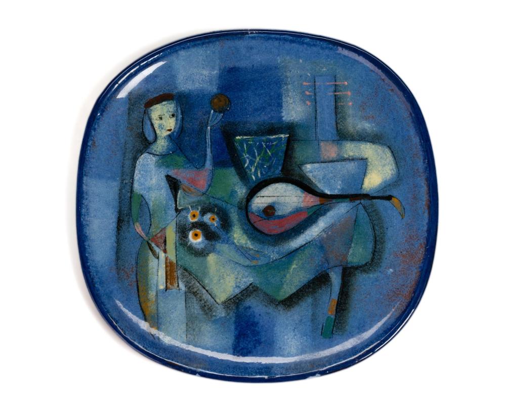 Appraisal: Polia Pillin - American Plate with woman stylized cow and