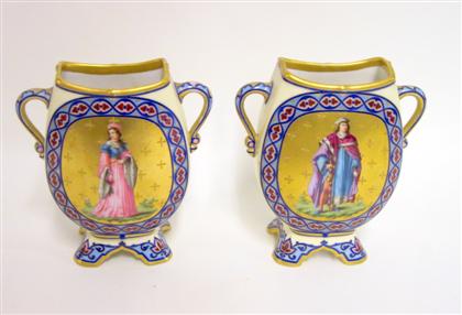 Appraisal: Pair of Continental Arabesque style porcelain vaseslate th early th