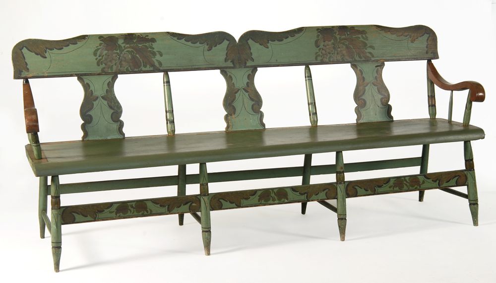 Appraisal: PENNSYLVANIA SETTEE Mid- th CenturyIn green paint Retains much of