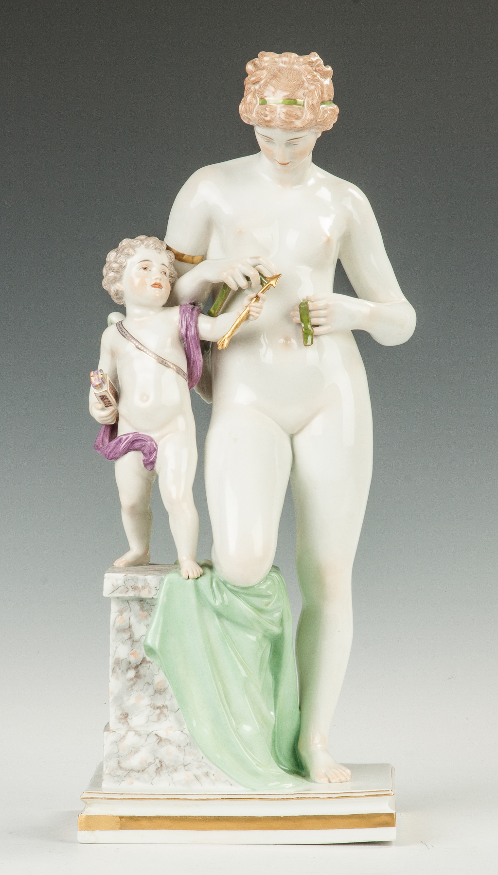 Appraisal: Meissen Venus with Cupid th cent Blue Meissen crossed swords