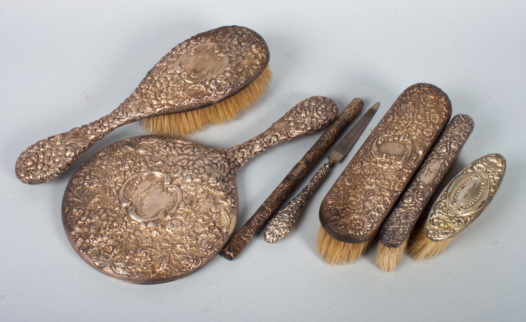 Appraisal: Stieff Rose sterling -piece dresser set including hand mirror hair