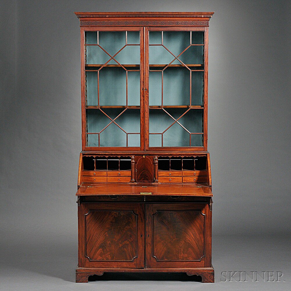 Appraisal: George III Mahogany Secretary Bookcase late th century upper bookcase