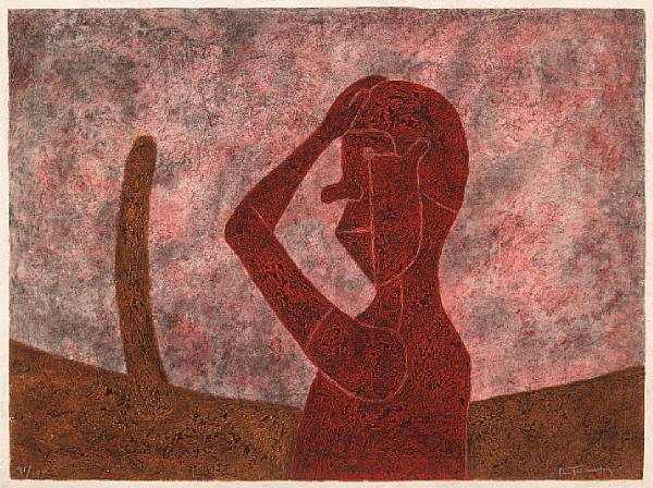 Appraisal: Rufino Tamayo Mexican - Busto in Rojo P Mixograph in