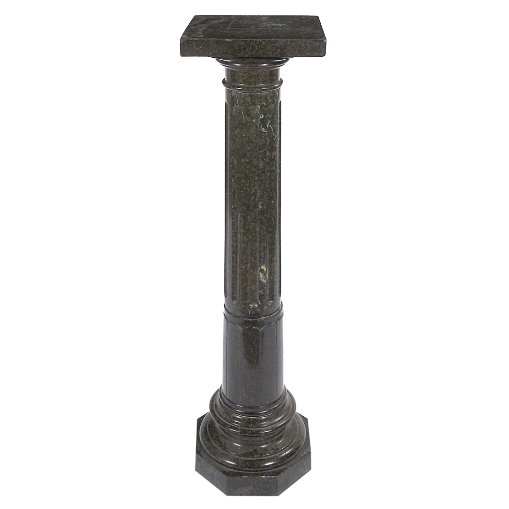 Appraisal: Neoclassical Style Green Marble Pedestal The serpentine-shape square top raised