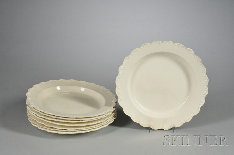 Appraisal: Set of Eight Feather-Edge Creamware Plates England late th century