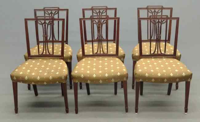 Appraisal: Set of six Hepplewhite style carved back tapered leg mahogany