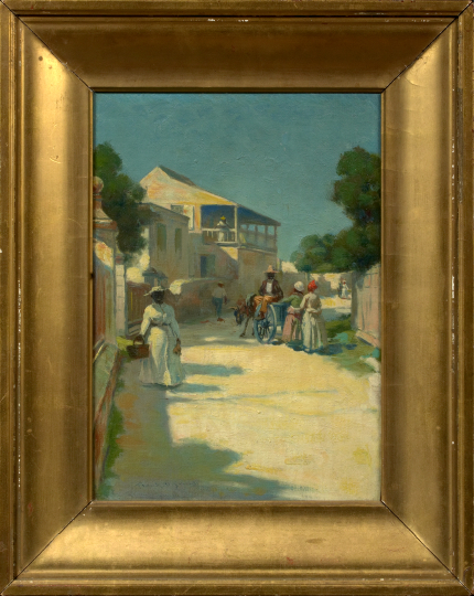 Appraisal: Frank Otis Small American - Street Scene oil on canvas