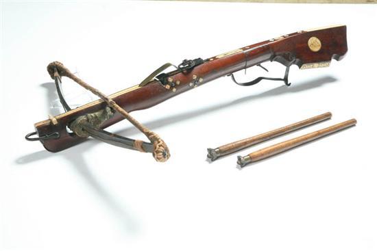 Appraisal: INLAID CROSSBOW Probably Germany th century Carved cherry stock with