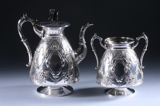 Appraisal: VICTORIAN SILVER COFFEE POT AND SUGAR John Edward Bingham for